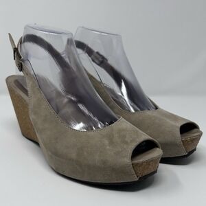 CORDANI Beige Suede Leather Heeled Platform Wedge Sandals 8.5 Made in Italy
